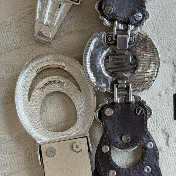 Chico’s Belt Lot of 8 Leather Silver Gold Metal Buckles Black Brown Rhinestones main image 15
